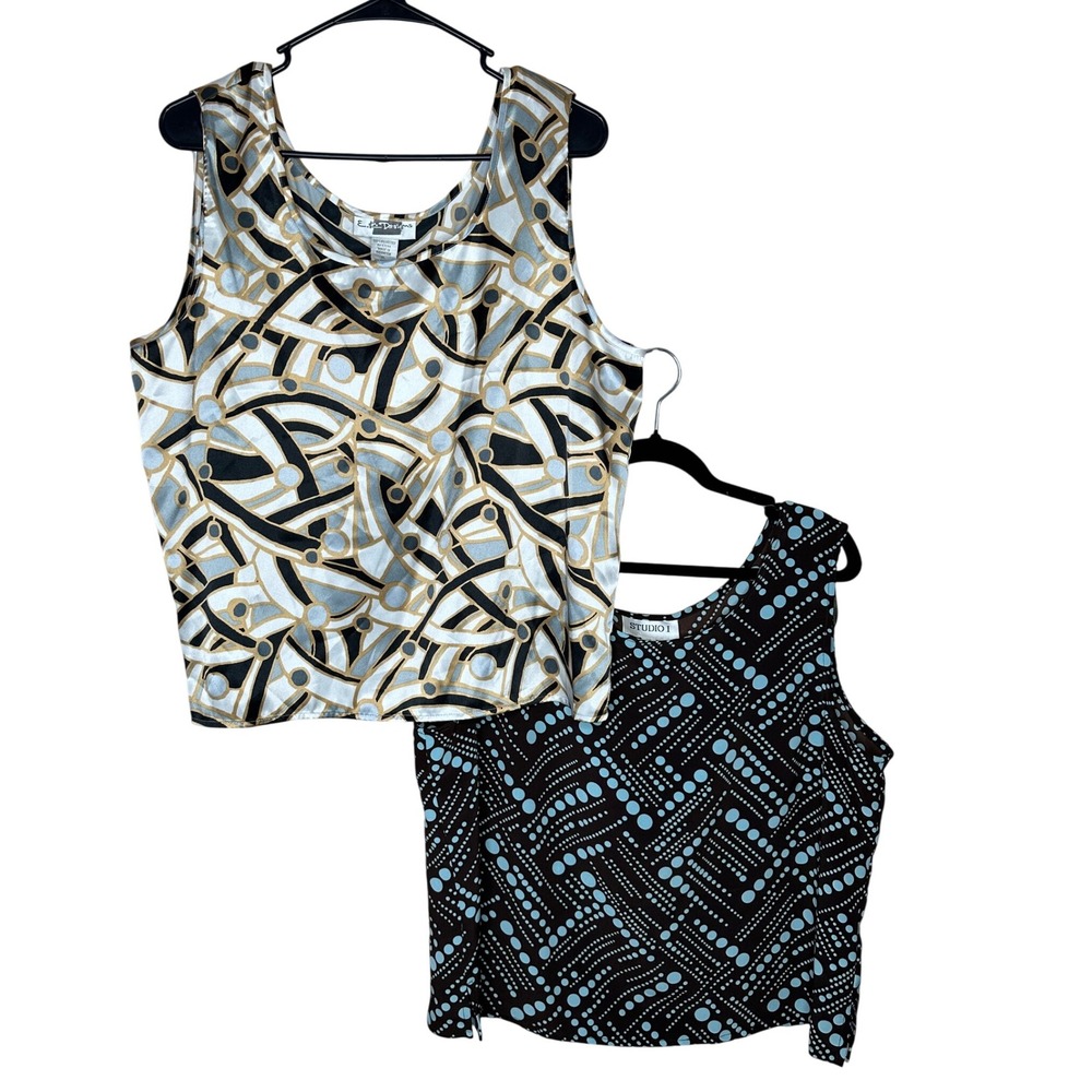 E.E Designs Studio I Y2K Tank Top Bundle XL‎ Sleeveless Abstract Polka Dot Retro
